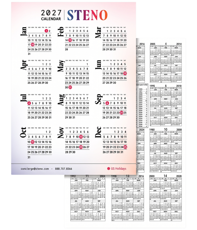 The Year-at-a-Glance Desk Calendar (US Holidays)